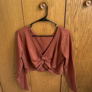Reversible Long Sleeve Cropped Tee